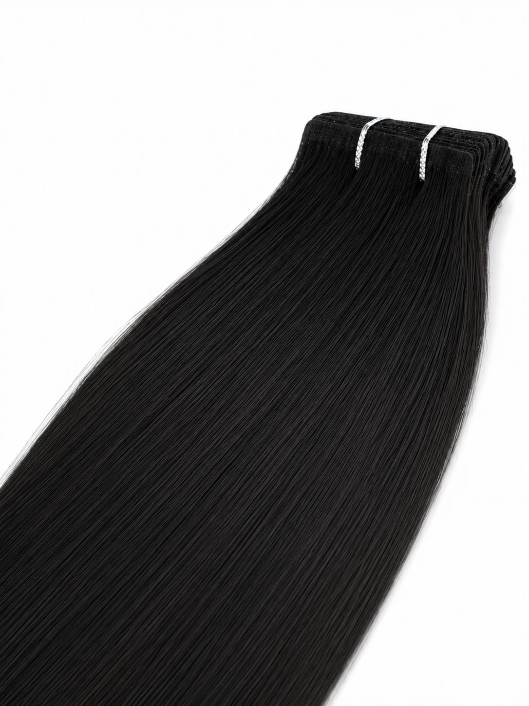 Black hair extension on a white background